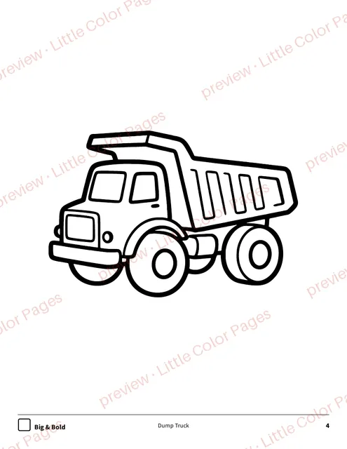 Big & Bold coloring page, page 4 of the Big Trucks Coloring Box, shown small with a preview mark