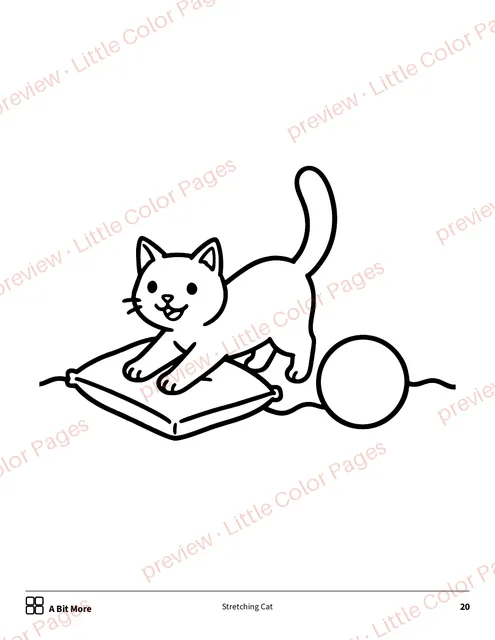 A Bit More coloring page, page 20 of the Cats and Kittens Coloring Box, shown small with a preview mark