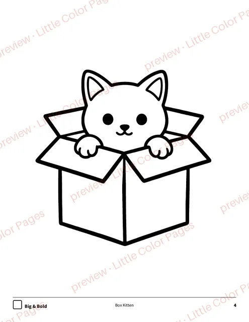 Big & Bold coloring page, page 4 of the Cats and Kittens Coloring Box, shown small with a preview mark