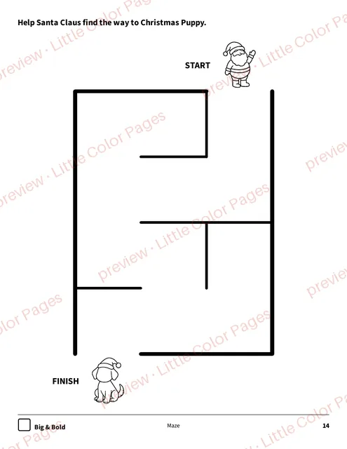 Big & Bold maze, page 14 of the Christmas Coloring Set, shown small with a preview mark