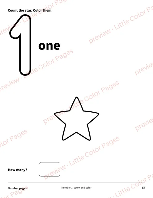 Number page: 1, page 54 of the Classroom Alphabet and Numbers Pack, shown small with a preview mark
