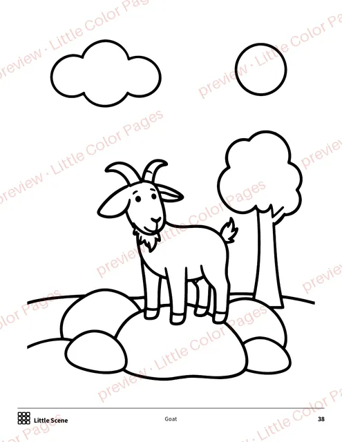 Little Scene coloring page, page 38 of the Farm Animals Coloring Box, shown small with a preview mark