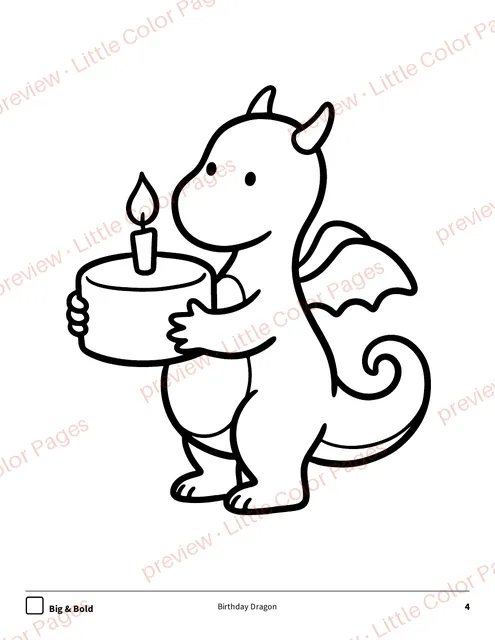Big & Bold coloring page, page 4 of the Friendly Dragons Coloring Box, shown small with a preview mark