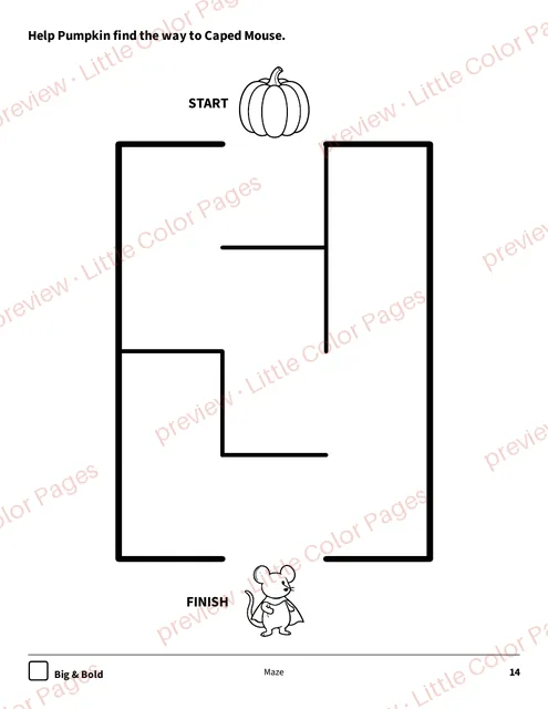Big & Bold maze, page 14 of the Halloween Coloring Set, shown small with a preview mark