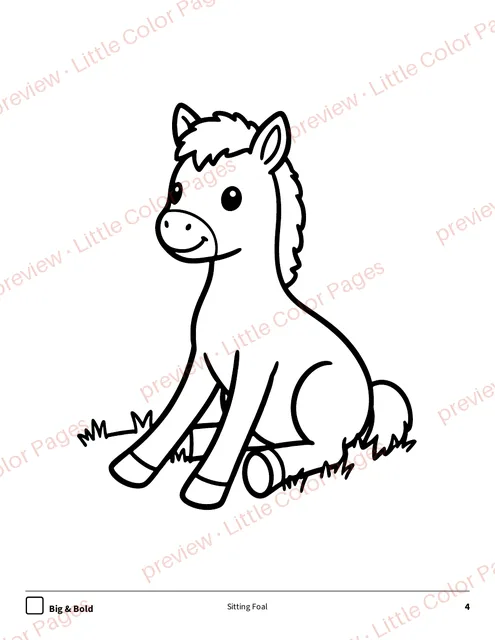 Big & Bold coloring page, page 4 of the Horses and Ponies Coloring Box, shown small with a preview mark