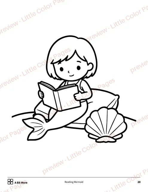 A Bit More coloring page, page 20 of the Mermaids Coloring Box, shown small with a preview mark