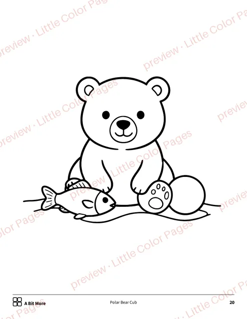 A Bit More coloring page, page 20 of the Penguins and Polar Animals Coloring Box, shown small with a preview mark