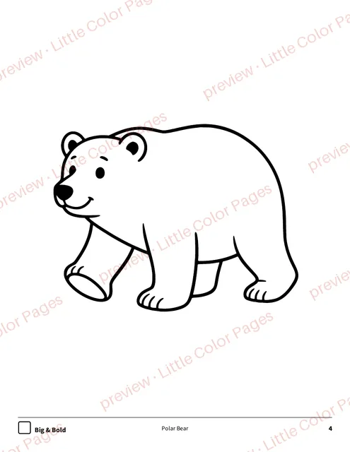 Big & Bold coloring page, page 4 of the Penguins and Polar Animals Coloring Box, shown small with a preview mark