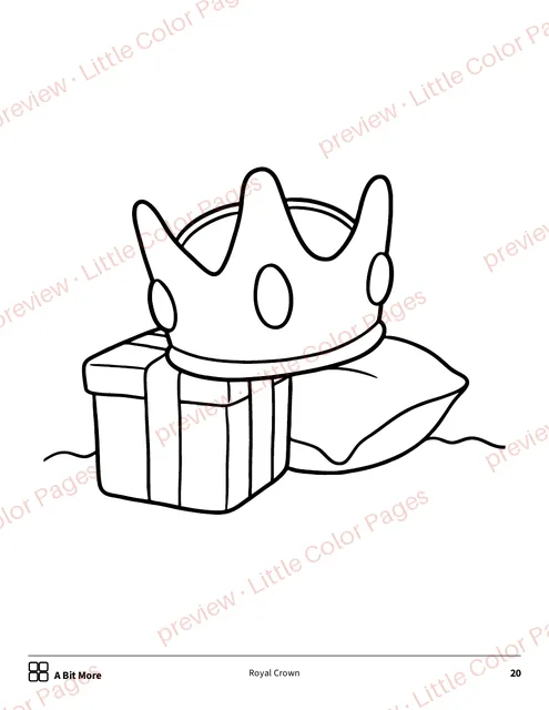 A Bit More coloring page, page 20 of the Princesses and Castles Coloring Box, shown small with a preview mark