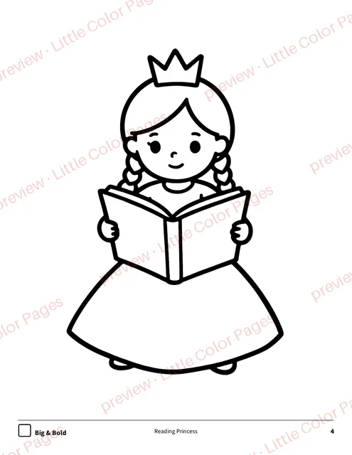 Big & Bold coloring page, page 4 of the Princesses and Castles Coloring Box, shown small with a preview mark