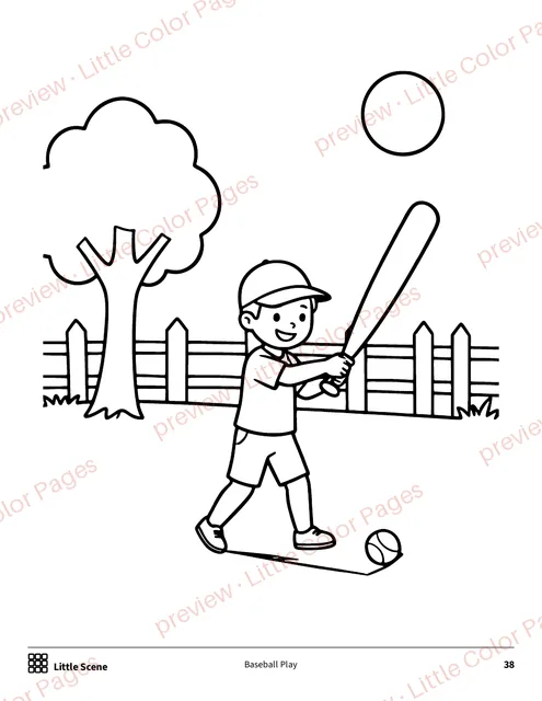 Little Scene coloring page, page 38 of the Sports and Play Coloring Box, shown small with a preview mark