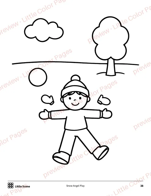 Little Scene coloring page, page 38 of the Winter and Snow Coloring Set, shown small with a preview mark