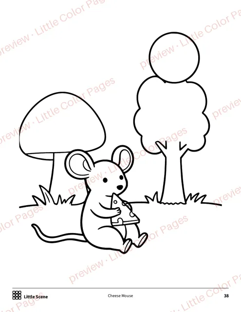 Little Scene coloring page, page 38 of the Woodland Animals Coloring Box, shown small with a preview mark
